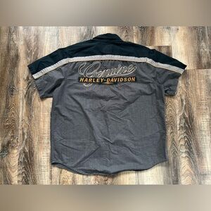 Harley Davidson Gray Short Sleeve Button Down